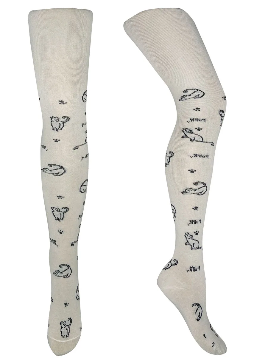 КОЛГОТКИ С РИСУНКОМ КОТЯТА ЭКРЮ